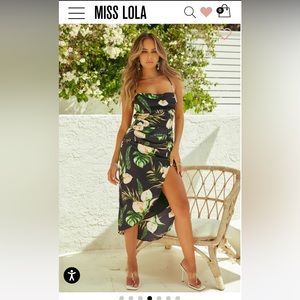Miss Lola Floral Satin Dress